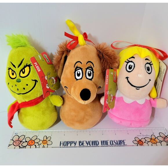 Grinch Chracters Mini Plush Christmas Dr Seuss Max Cindy Lou Who 6 inch Set 3 - Picture 10 of 10